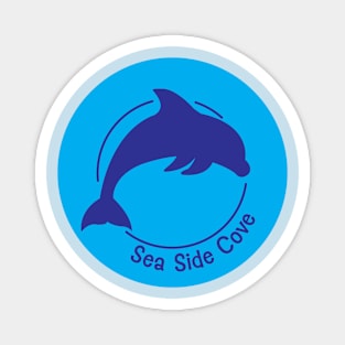 Sea Side Cove Dolphin Logo Light Blue Magnet