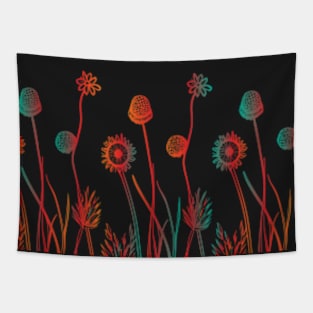 Wild Flowers at Night Tapestry