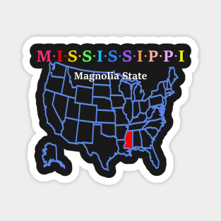 Mississippi, USA. Magnolia State. With Map. Magnet