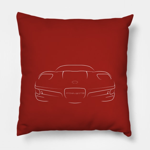 Chevy C5 Corvette - front stencil, white Pillow by mal_photography