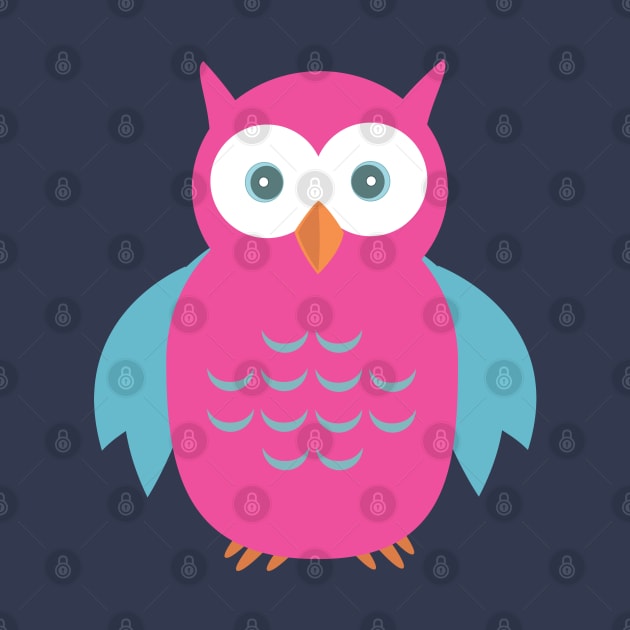 Blue & Pink Owl by adamzworld