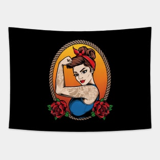 Strong Girl Tapestry