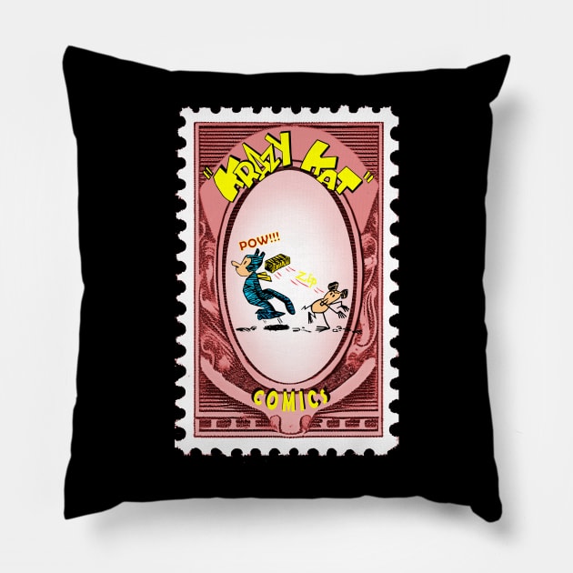krazy kat postage stamp Pillow by enyeniarts