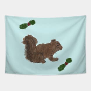 Watercolour Christmas Squirrel Tapestry