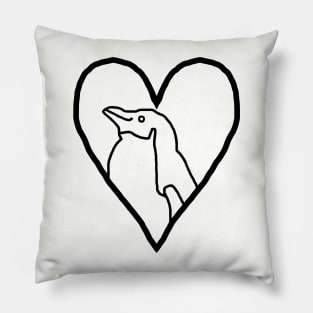 My Penguin Valentine Line Drawing Pillow