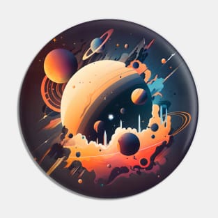 Cosmic Space Splatter Supergiant Planet Cloud Pin