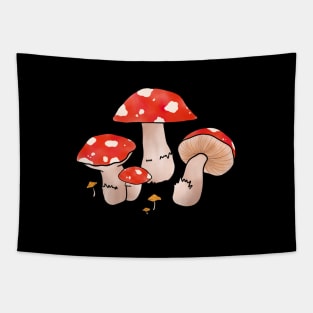 Red Mushroom Forest Cottage Fairy Aesthetic Tapestry