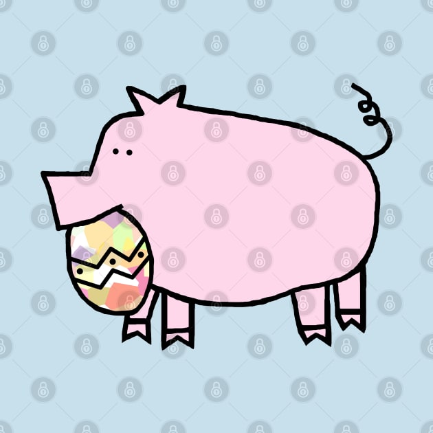 Pink Pig Holding Easter Egg by ellenhenryart