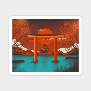 Japanese Sunset in pacific ocean landscape Magnet