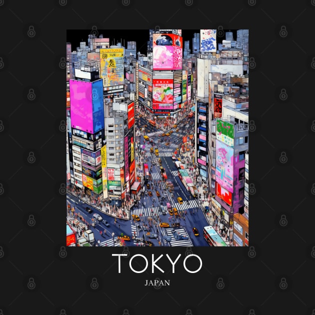 A Pop Art Travel Print of Tokyo Japan by Studio Red Koala