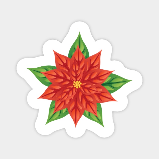 Cute Cartoon Poinsettia Magnet by SWON Design