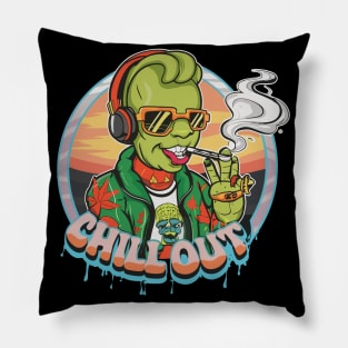 Alien Hip-Hop Harmony: Chill Out in Style Pillow