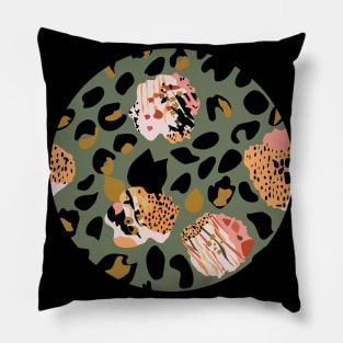 Modern abstract rose and leopard texture Pillow