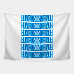 Horizontal Typography Stack (Cyan Blue) Tapestry