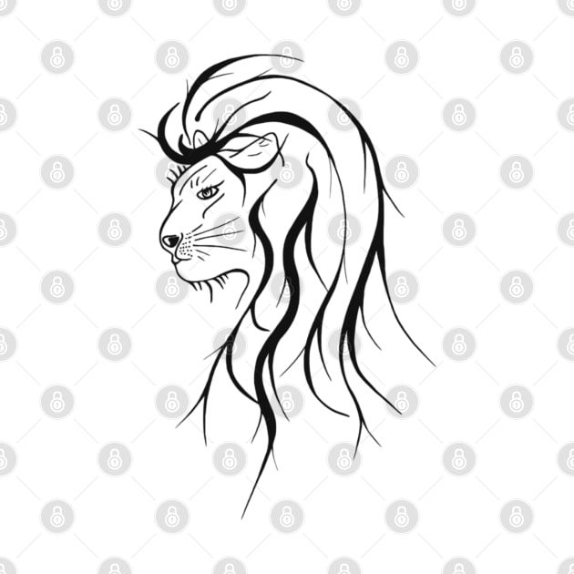 Wild lion with long manes by Drawings by Wandersti