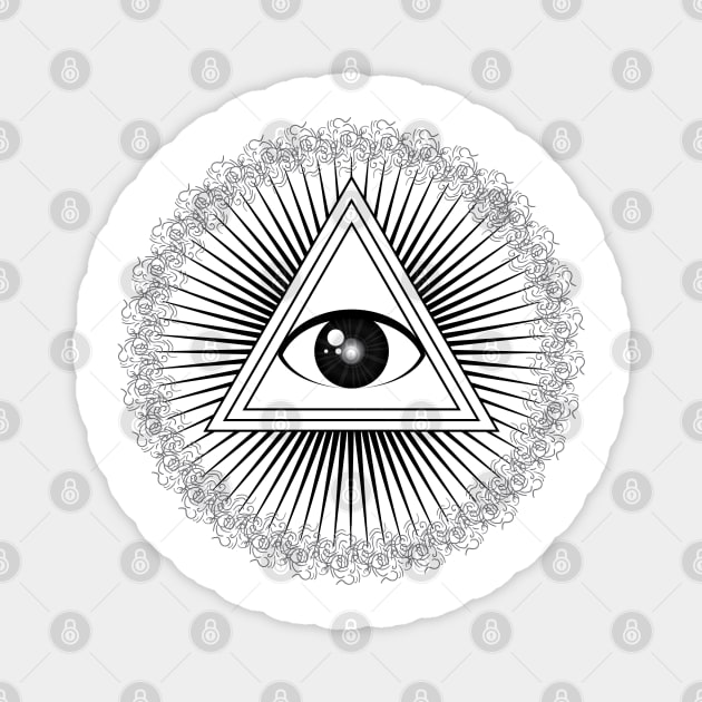 All seeing eye with rays of light and delta symbol Magnet by NxtArt