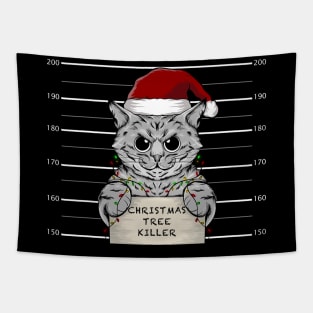 funny Cute Christmas Cat T-Shirt Tapestry