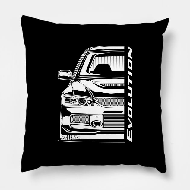 Lancer Evolution 9 (White Print) Pillow by cturs