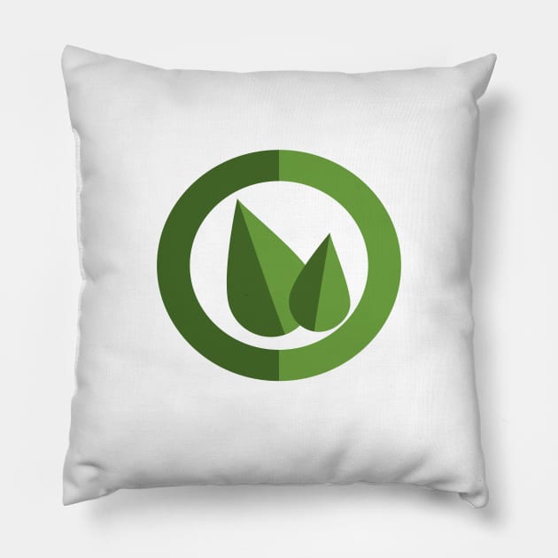 Two leaves in a circle emblem vector illustration Pillow by ikshvaku