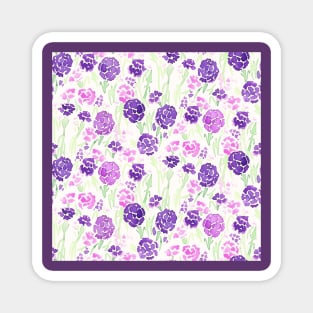 Purple Watercolor Carnation Magnet