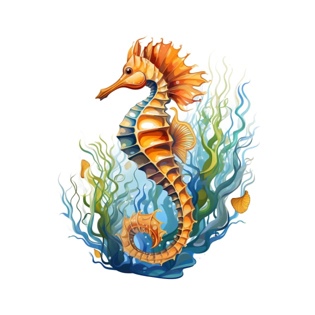 Watercolor Seahorse by zooleisurelife
