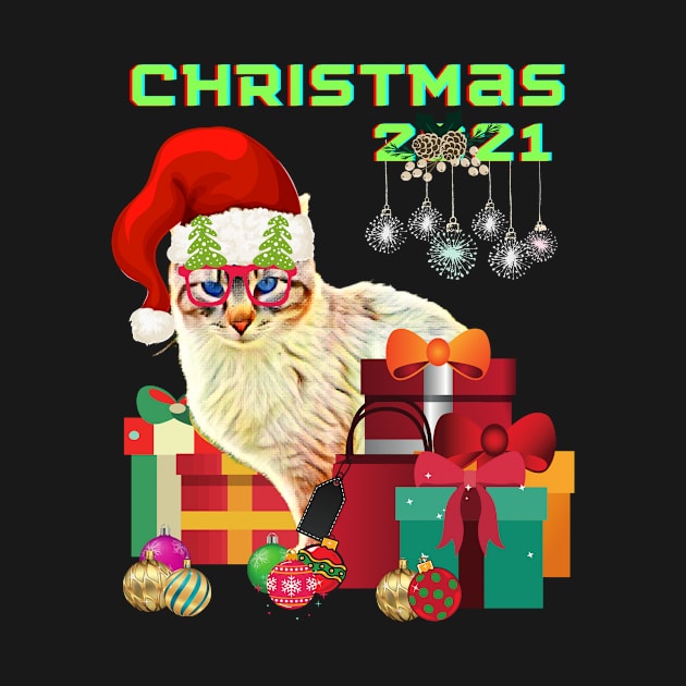 Merry Christmas 2021, Cat with a hat, Christmas gift by BeatyinChaos