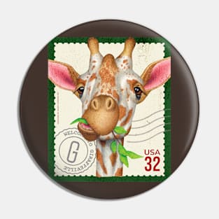 Funny Cute Gentle Giraffe eating leaves Pin