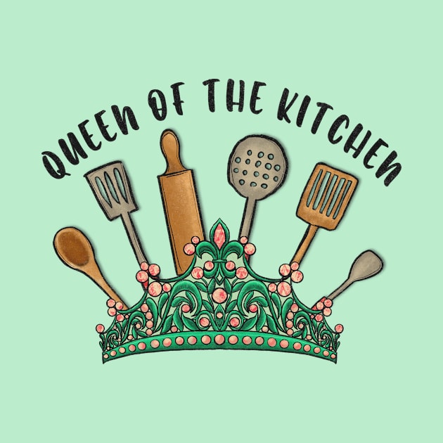 crown with kitchen tools queen of the kitchen vintage kitchen art by Ballari