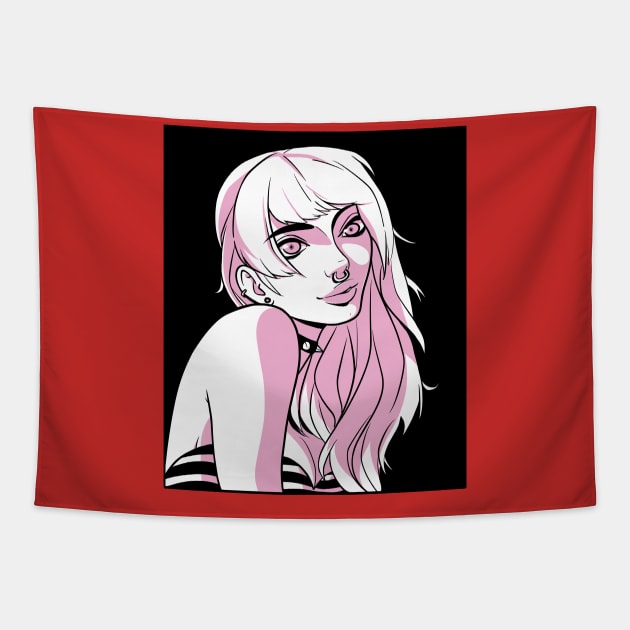 Goth Girl Witch Roses Halloween Alternative Witchcraft Tapestry by Noseking