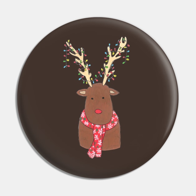 Christmas reindeer Pin by DoodlesAndStuff