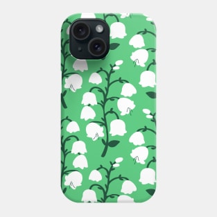 Lily of the Valley Pattern in Emerald Color Background Phone Case