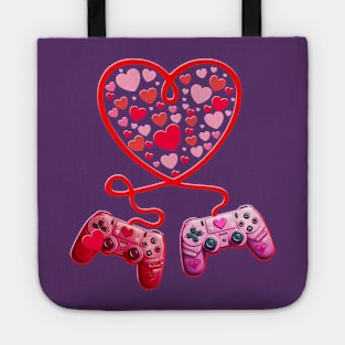 Video Gamer Valentines Day With Controllers Heart Tote