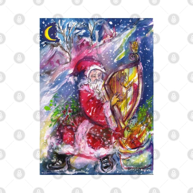 SANTA CLAUS PLAYING HARP IN MOON LIGHT Christmas Night by BulganLumini