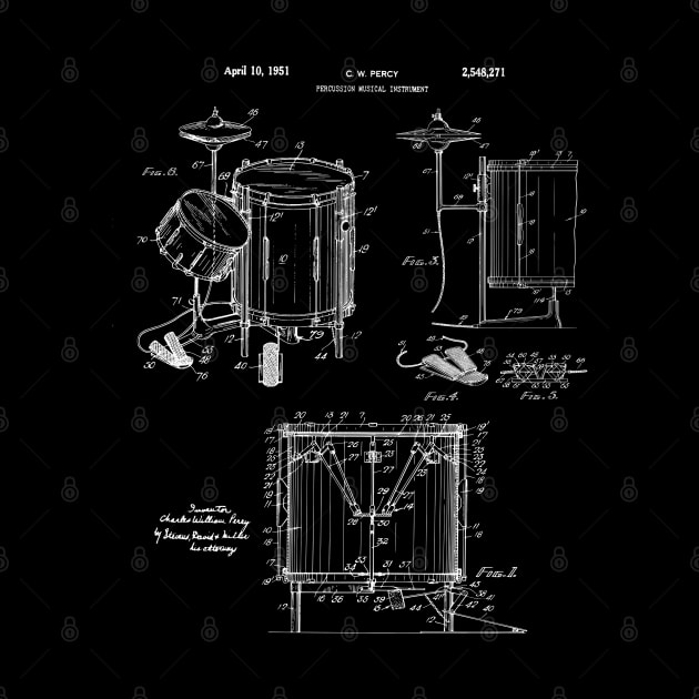 Drum Kit Player Gift 1951 Drum Set Patent Print by MadebyDesign