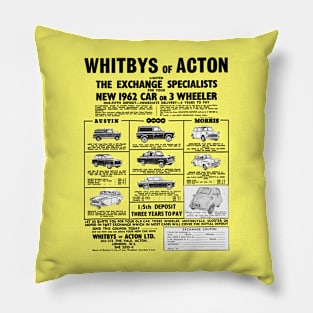 LOCAL CAR DEALER AD - 1962 (British cars) Pillow