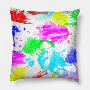 Watercolor splatter effect, brush strokes, spray texture Pillow