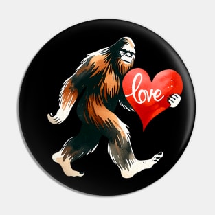 Bigfoot Valentines Day Sasquatch Costume Love Bigfoot Heart Pin