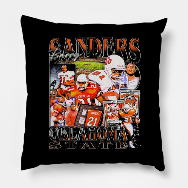 Barry Sanders College Vintage Bootleg Pillow by Richard Michaud Art