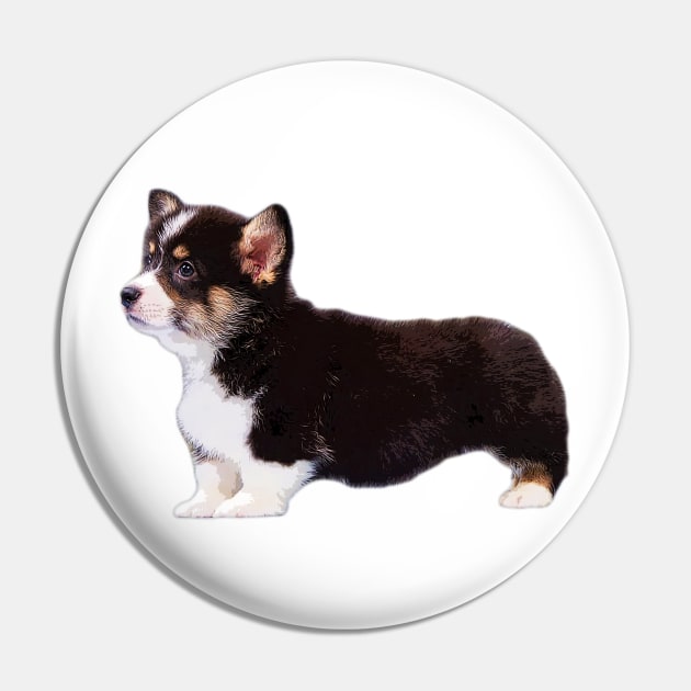 Corgi Tri Color Puppy Dog Pin by ElegantCat