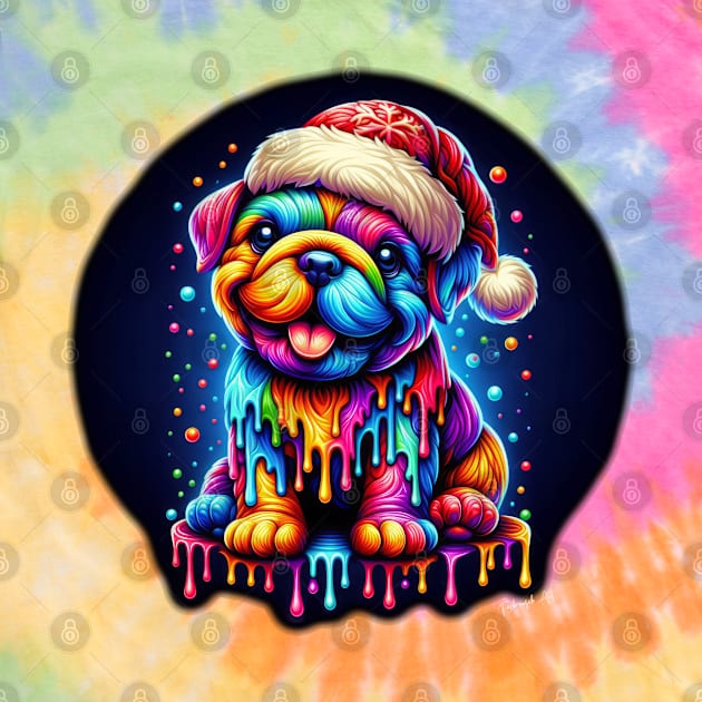 Colorful melting Xmas Dog #1 by Farbrausch Art