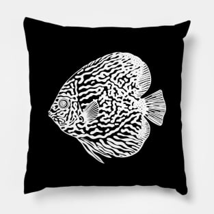 Discus Fish or Pompadour Fish - aquarium lovers black and white design Pillow