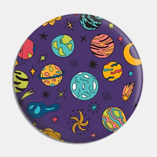 Cartoon Galaxy With Comets Asteroids Stars And Planets Pin