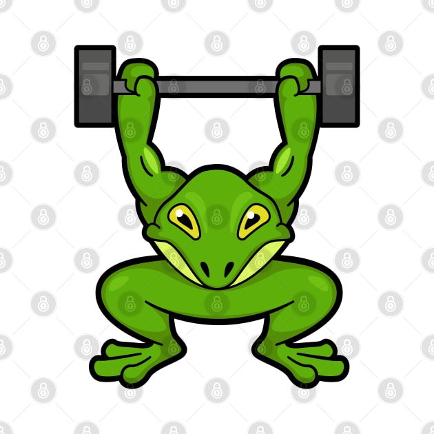 Frog at Bodybuilding with Barbell by Markus Schnabel