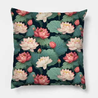 Serenity Blooms: Timeless Lotus Flower Pattern Pillow