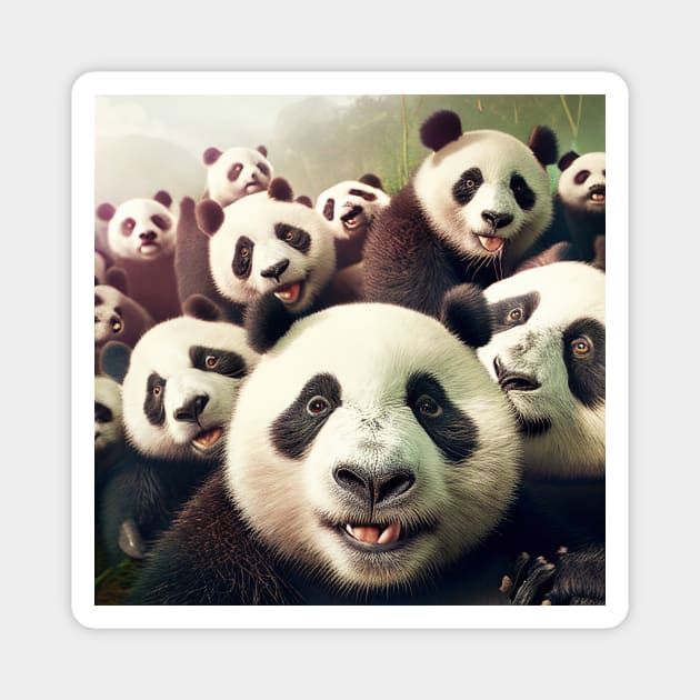 Panda Bear Wild Nature Funny Happy Humor Photo Selfie Magnet by Cubebox