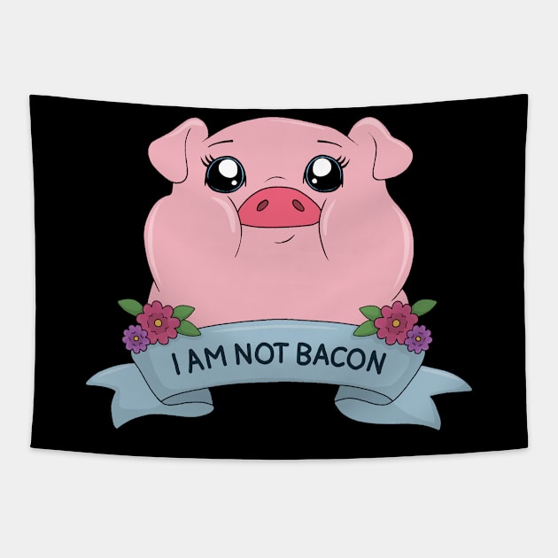 I am not bacon - Cute pig Tapestry by valentinahramov