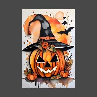 Grinning Pumpkin Witch - A Whimsical Halloween Delight T-Shirt