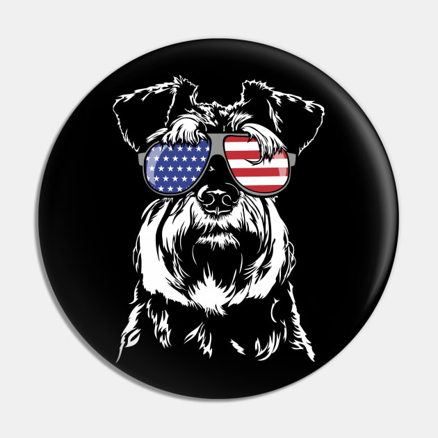 Proud Miniature Schnauzer American Flag patriotic dog Pin by wilsigns