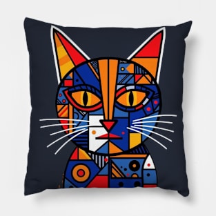 A Geometric Cat Design Pillow