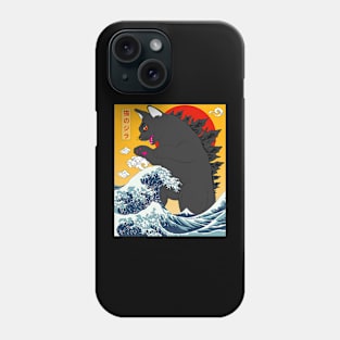 Catzilla Black Cat Japanese Funny Cat Gifts For Men Women Phone Case